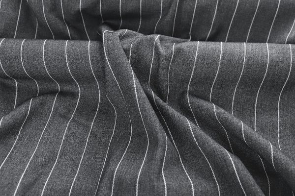 Костюмная ткань принт/полоска белая на темно-сером 3962-PY/C#3