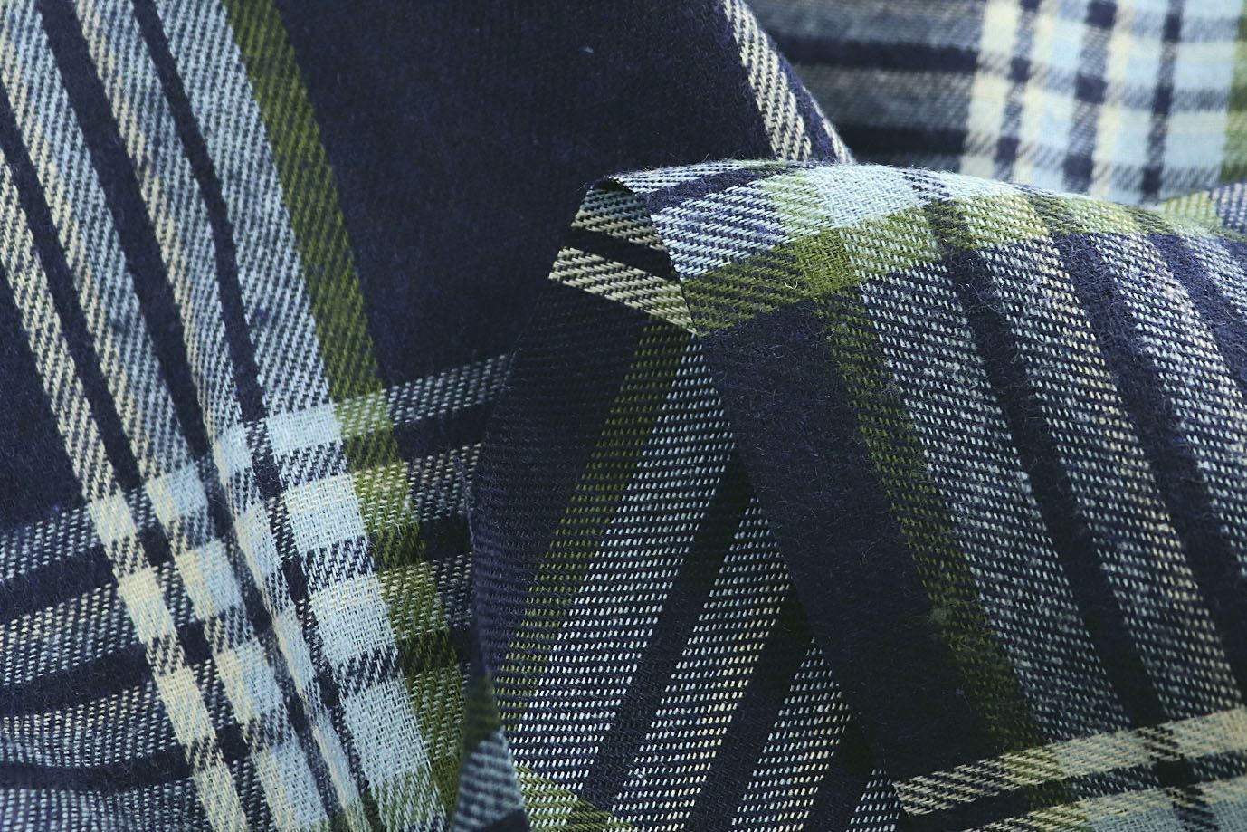 Рубашечная ткань принт/клетка голубая на синем 1418-PY/D#5/C#2