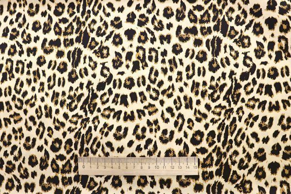 Шелк принт/леопард черно-оранжевый на молочном 3881-PY/D#2/C#1
