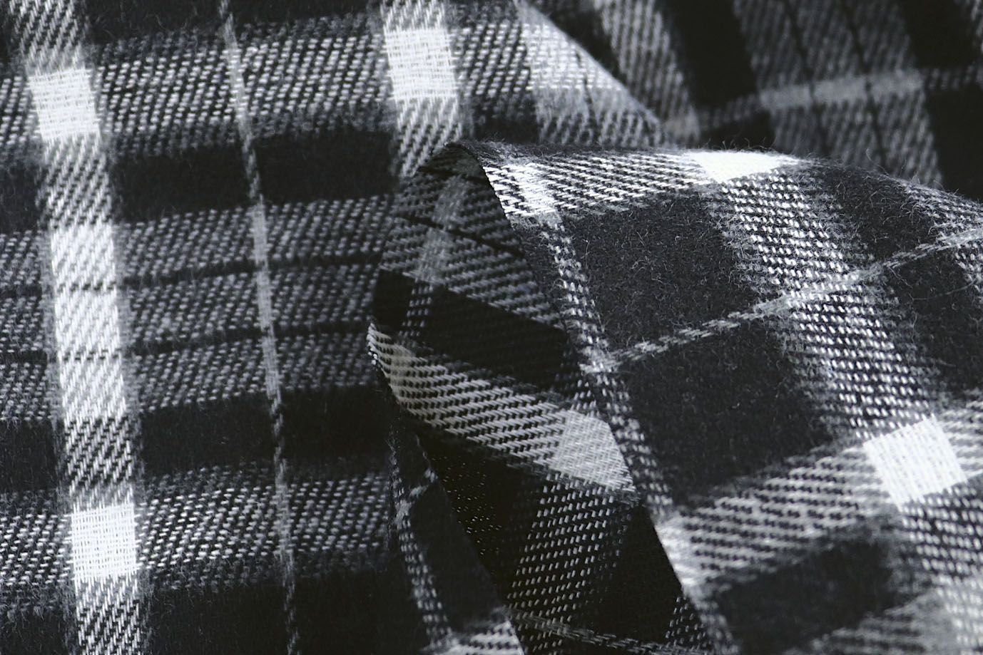 Рубашечная ткань принт/клетка белая на черном 1418-PY/D#13/C#1