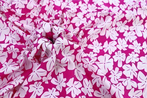 Штапель принт/цветы белые на малиновом 1382-PY/D#15/C#3