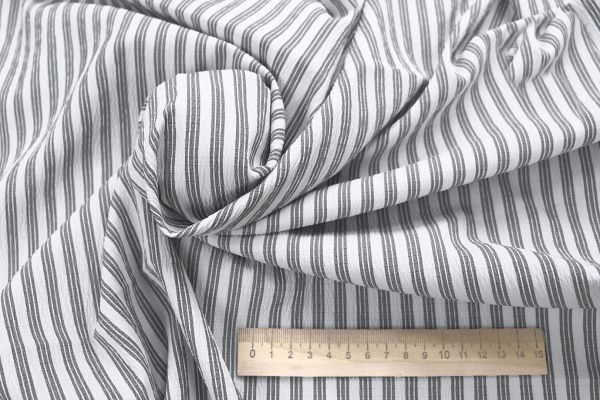 Хлопок жатый принт/полоска серая на белом 4172-PY/C#7