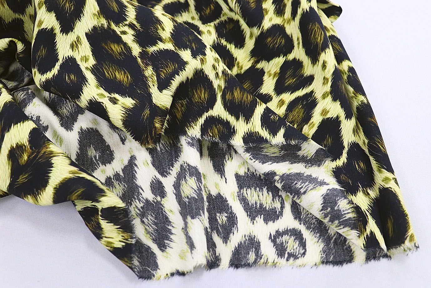 Штапель принт/леопард черно-зеленый на желтом 1375-PY/D#11/C#1