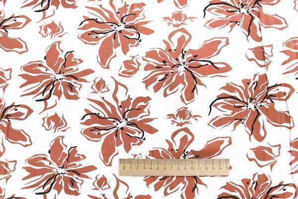 Штапель принт/цветы персиковые на белом 3858-PY/D#9/C#2