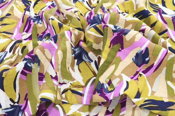 Лен БОХО принт/зелено-фиолетовый на бежевом 3591-PY/D#9/C#3