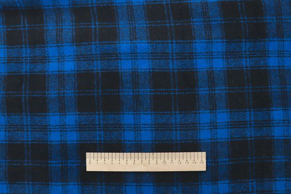 Пальтовая ткань принт/клетка черно-синяя AP210426031/D#908-Y8920/C#6