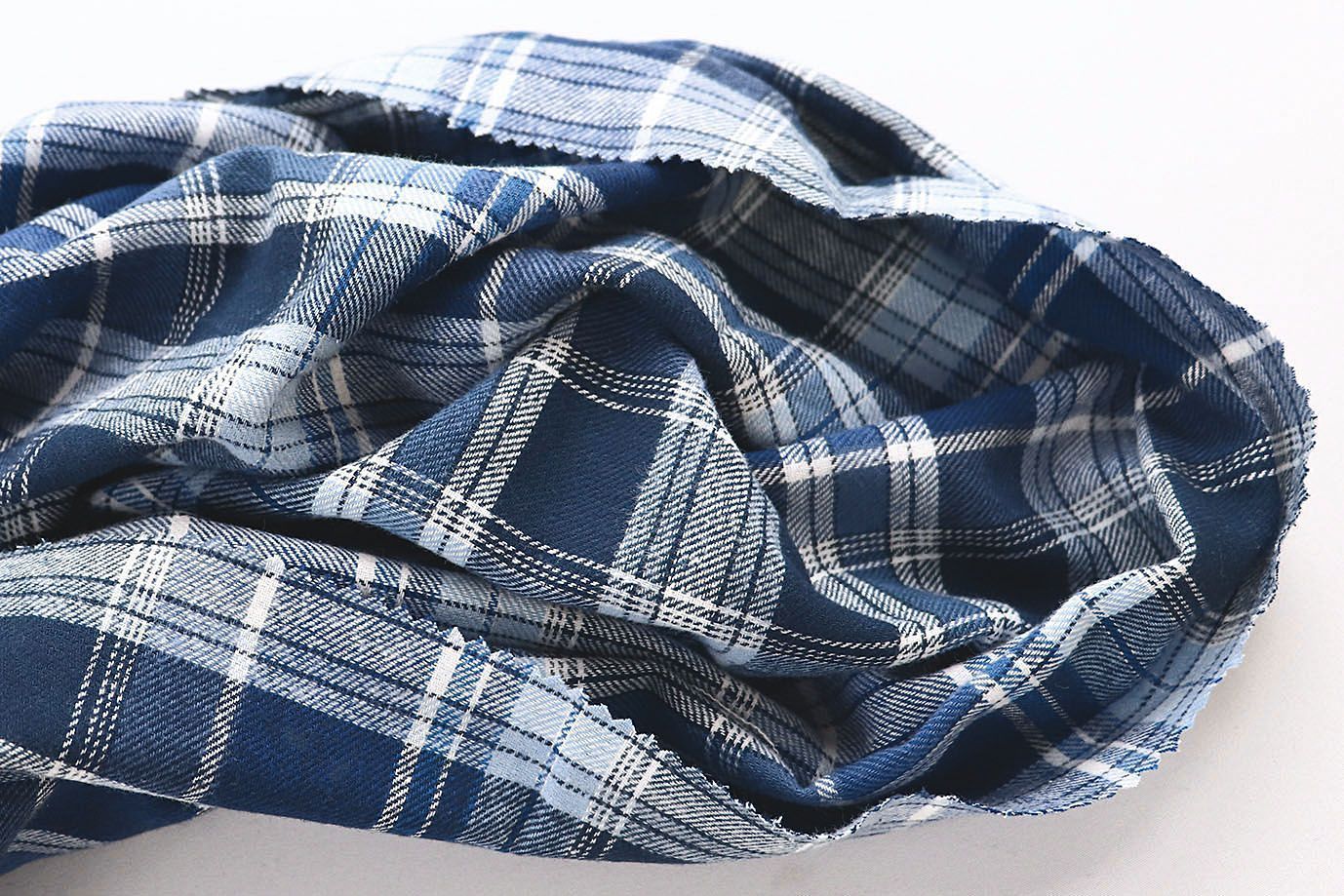 Рубашечная ткань принт/клетка бело-синяя 4015-PY/D#36400/C#1