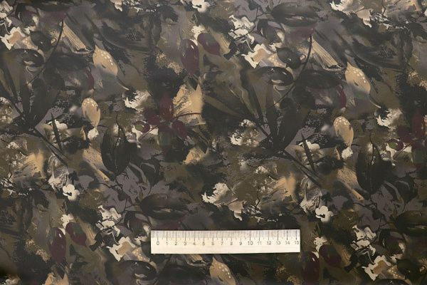 Шелк "Джулия" принт/листья черно-болотно-кремовые 4026-PY/D#3/C#3