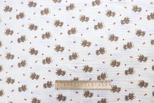Муслин принт/мишки коричневые на белом 4017-PY/D#9