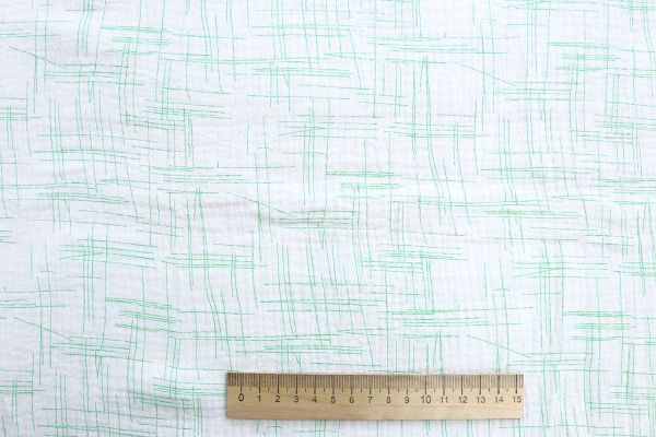 Муслин принт/зеленый на белом 1393-PY/D#8/C#3