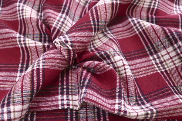 Рубашечная ткань принт/клетка белая на красном 1418-PY/D#9/C#2