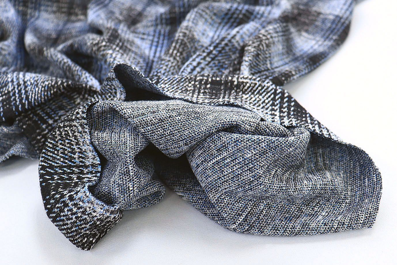 Трикотаж жаккард принт/клетка черно-голубая 3257-22-PY/D#3/C#3