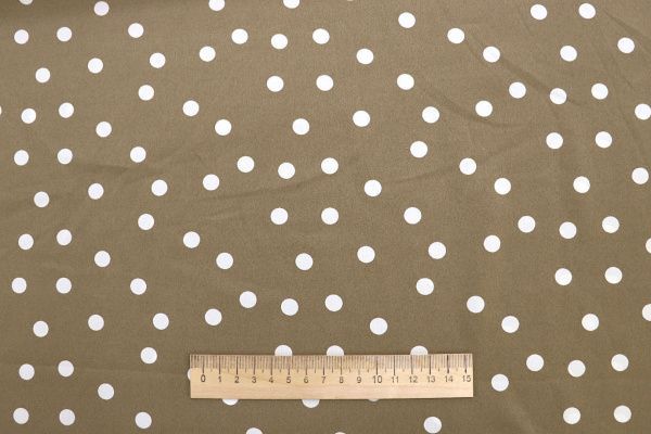 Сатин "Армани" принт/горох белый на фоне капучино 3999-PY/D#1/C#5