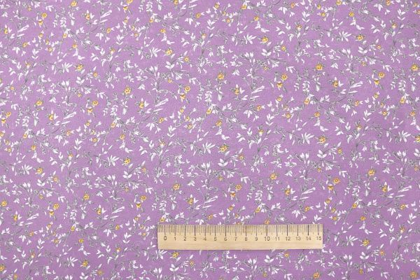 Шифон принт/цветы желто-серые на сиреневом 3707-PY/D#3/C#3 (11592)