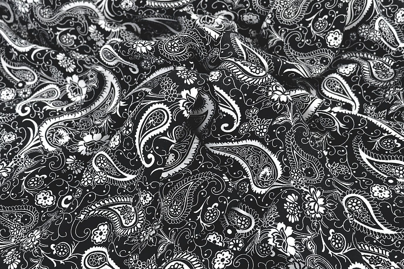 Штапель принт/узор белый на черном 1374-PY/D#27/C#6