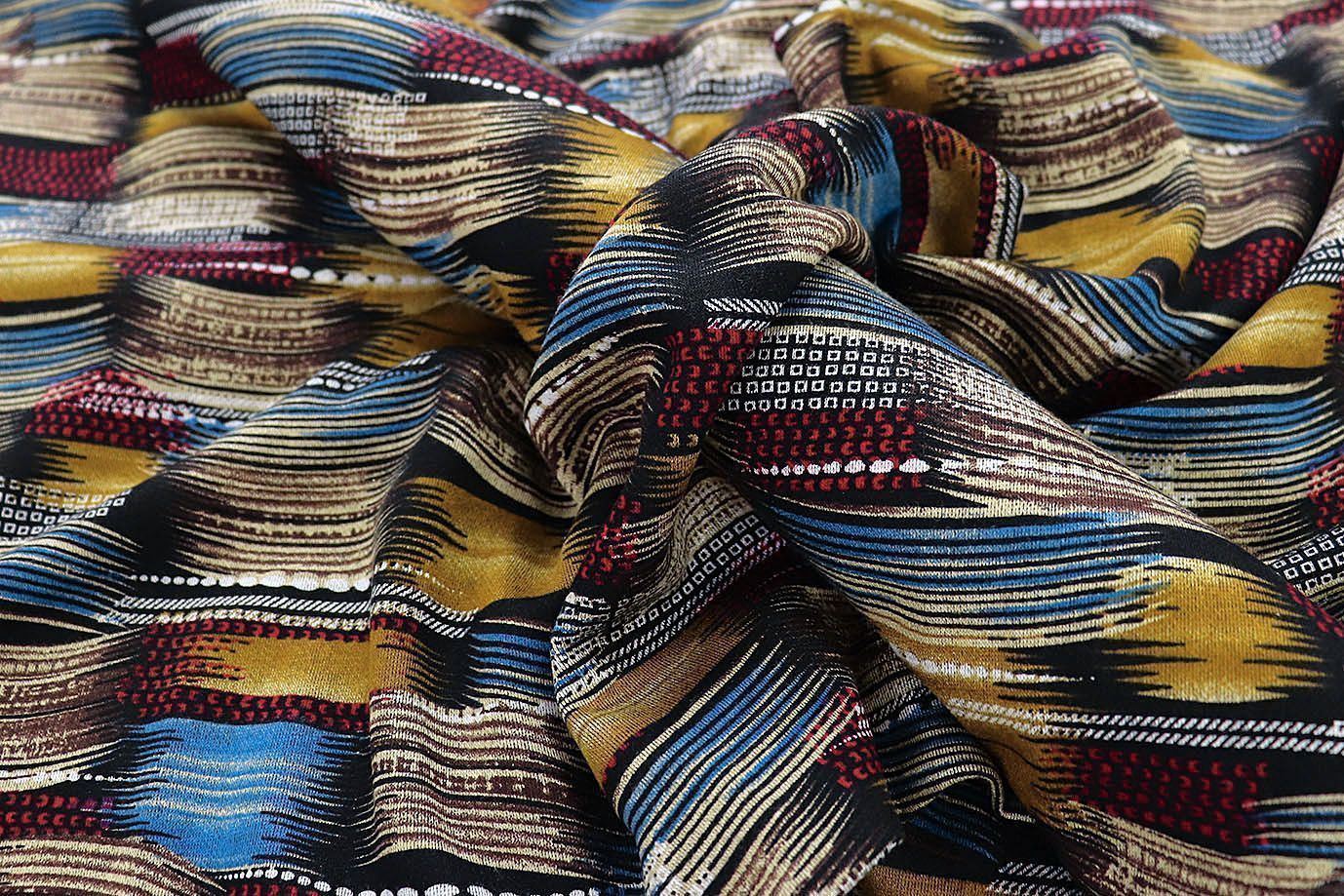 Трикотаж "Модал" принт/сине-красно-желтый 3602-PY/D#6/C#1