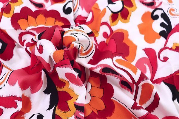 Штапель принт/красно-оранжевый на белом 1382-PY/D#6/C#2