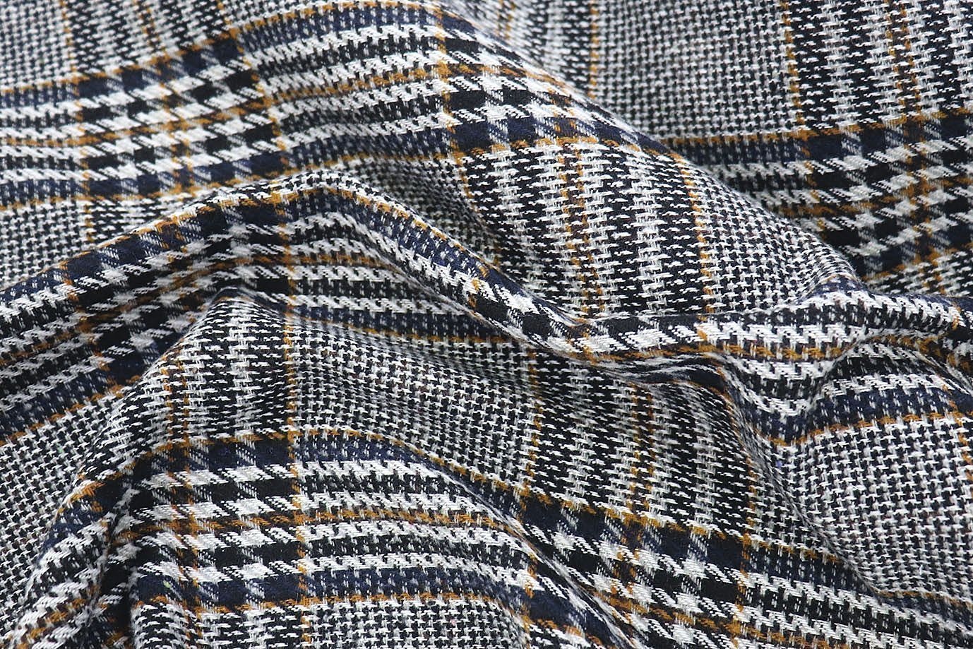 Пальтовая ткань принт/клетка оранжево-синяя AP211001088/D#743-8197B/C#2