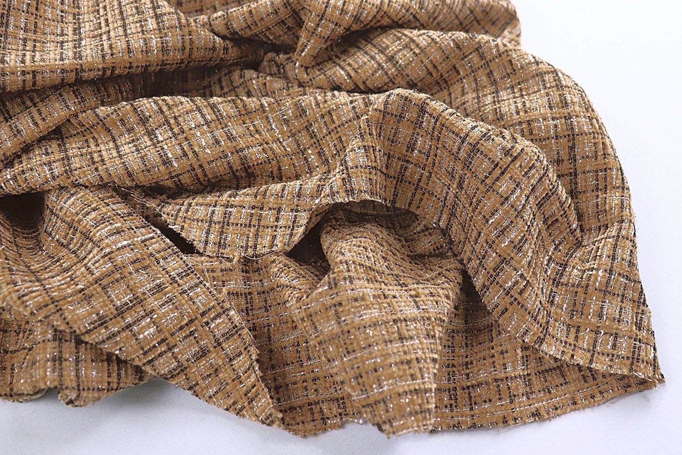 Пальтовая ткань "Шанель" принт/клетка песочная 1361-6536/C#32 (50311)