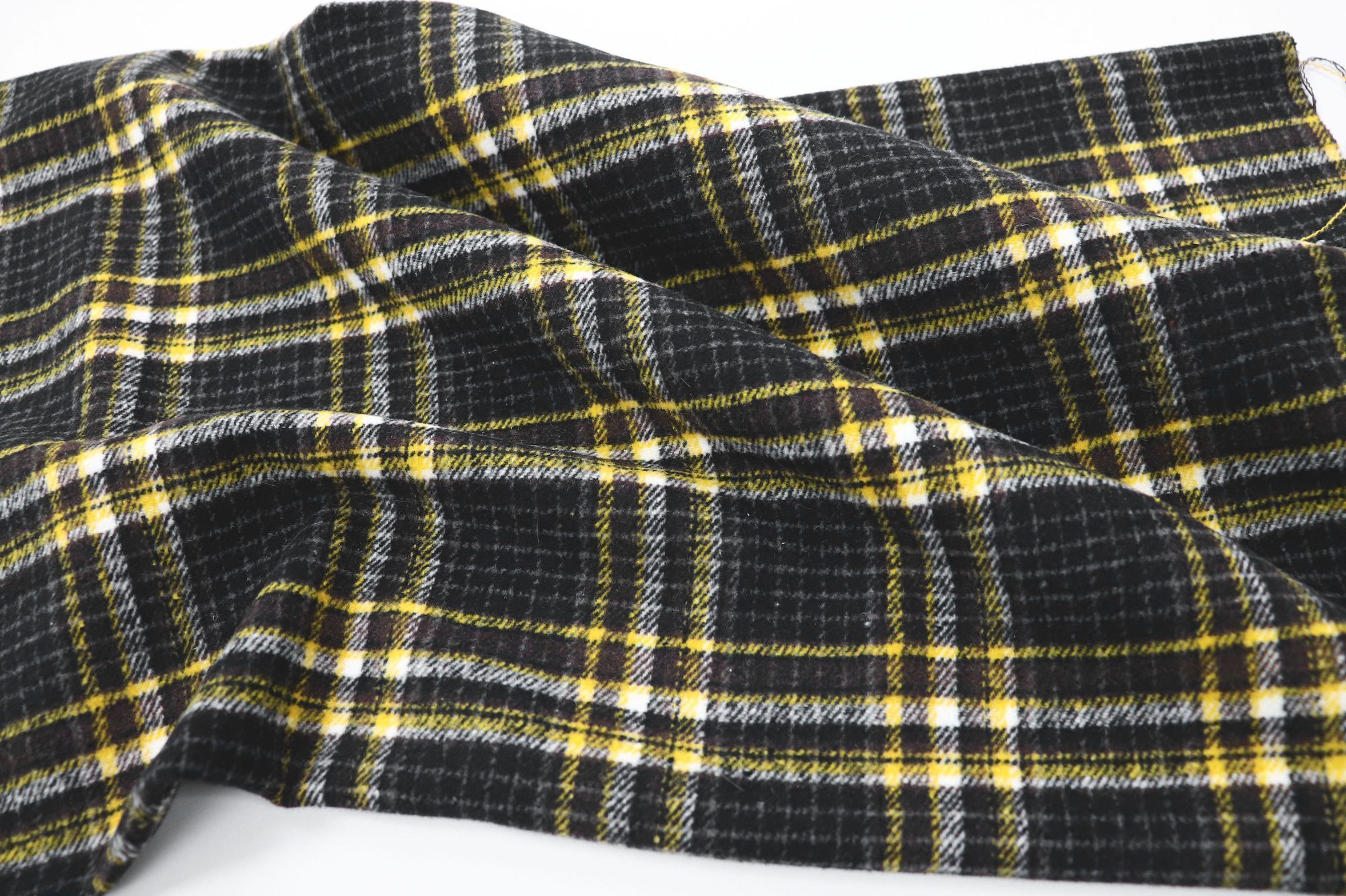 Пальтовая ткань принт/клетка черно-желтая AP210901069/D#908-2113/C#1