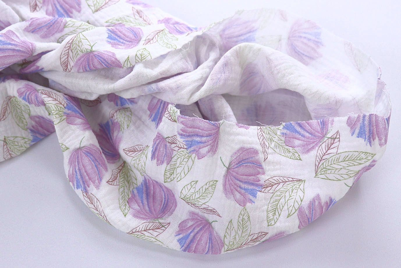 Муслин принт/цветы сине-розовые на белом 4082-PY/D#7/C#1