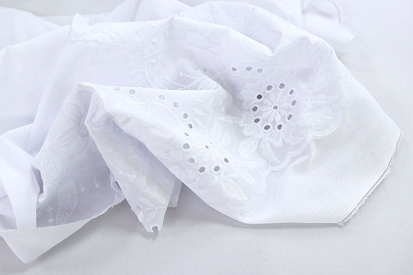 Хлопок с вышивкой/белый DT-16215A/D#4/C#1