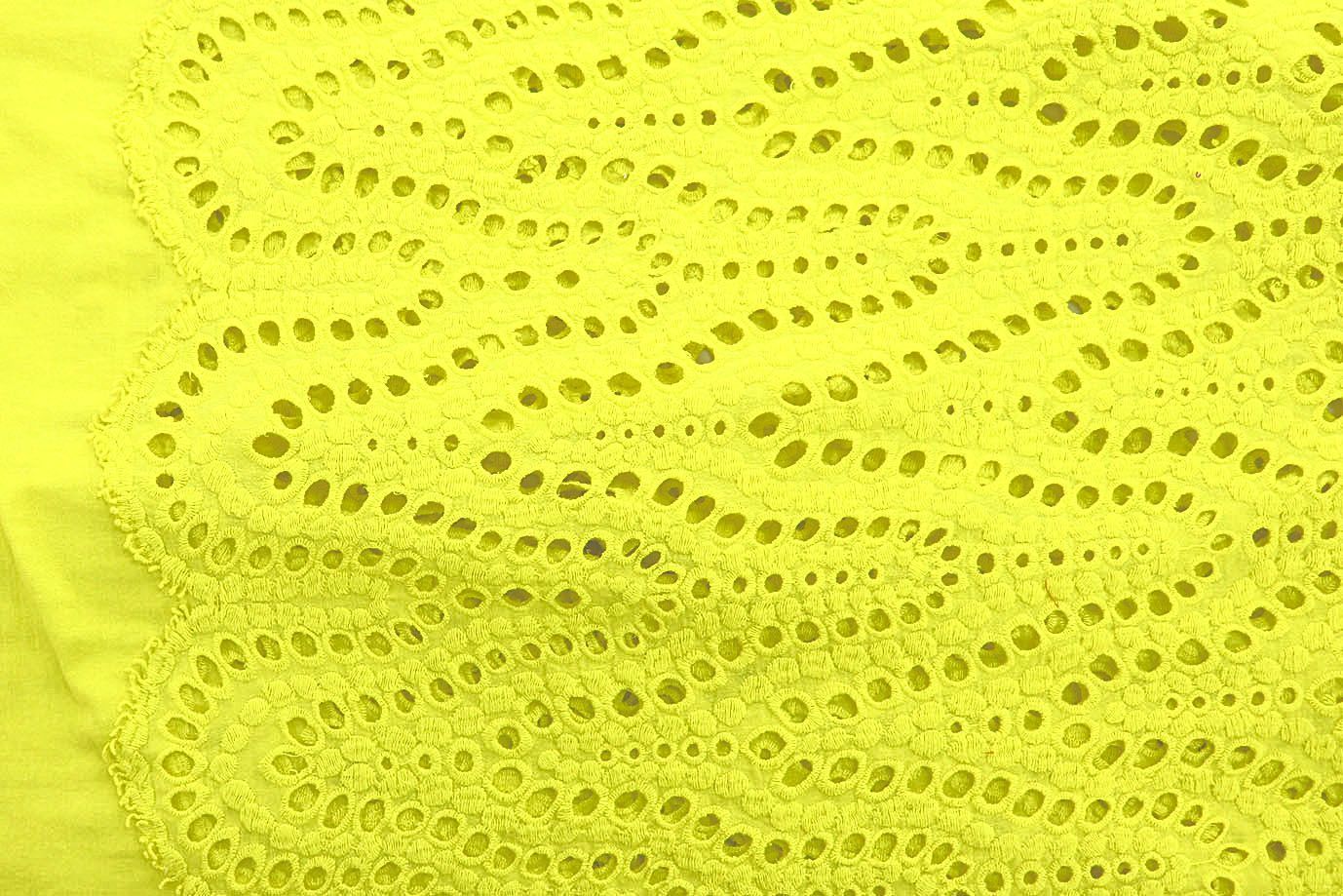 Хлопок "Батист" жатка с вышивкой/желтый 3202-PY/D#3/C#6 (EU4272)