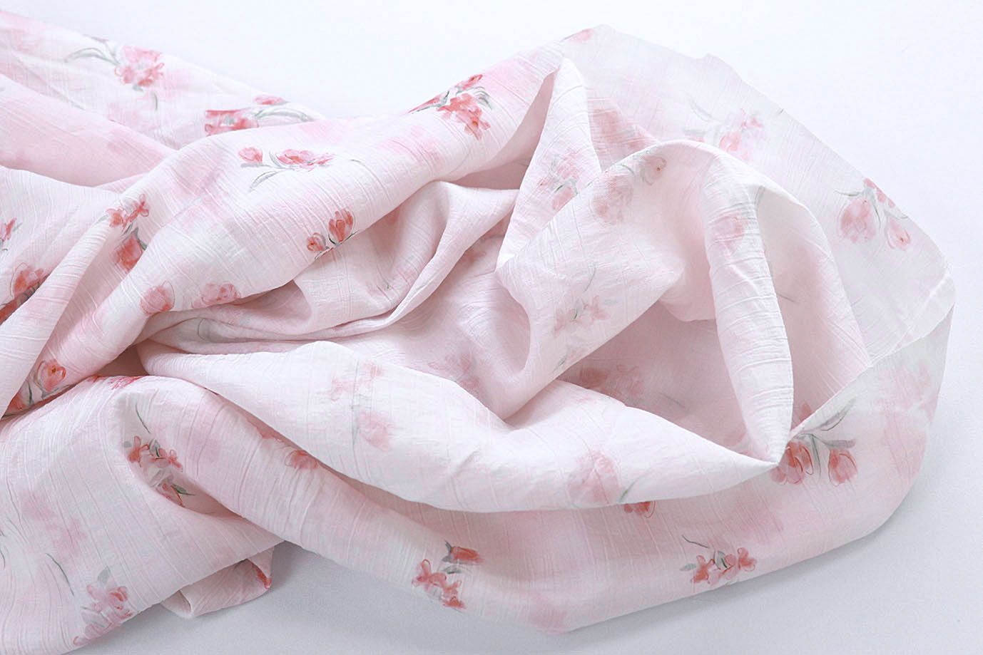 Лен "Медея" принт/цветы красные на белом 4098-PY/D#4/C#5