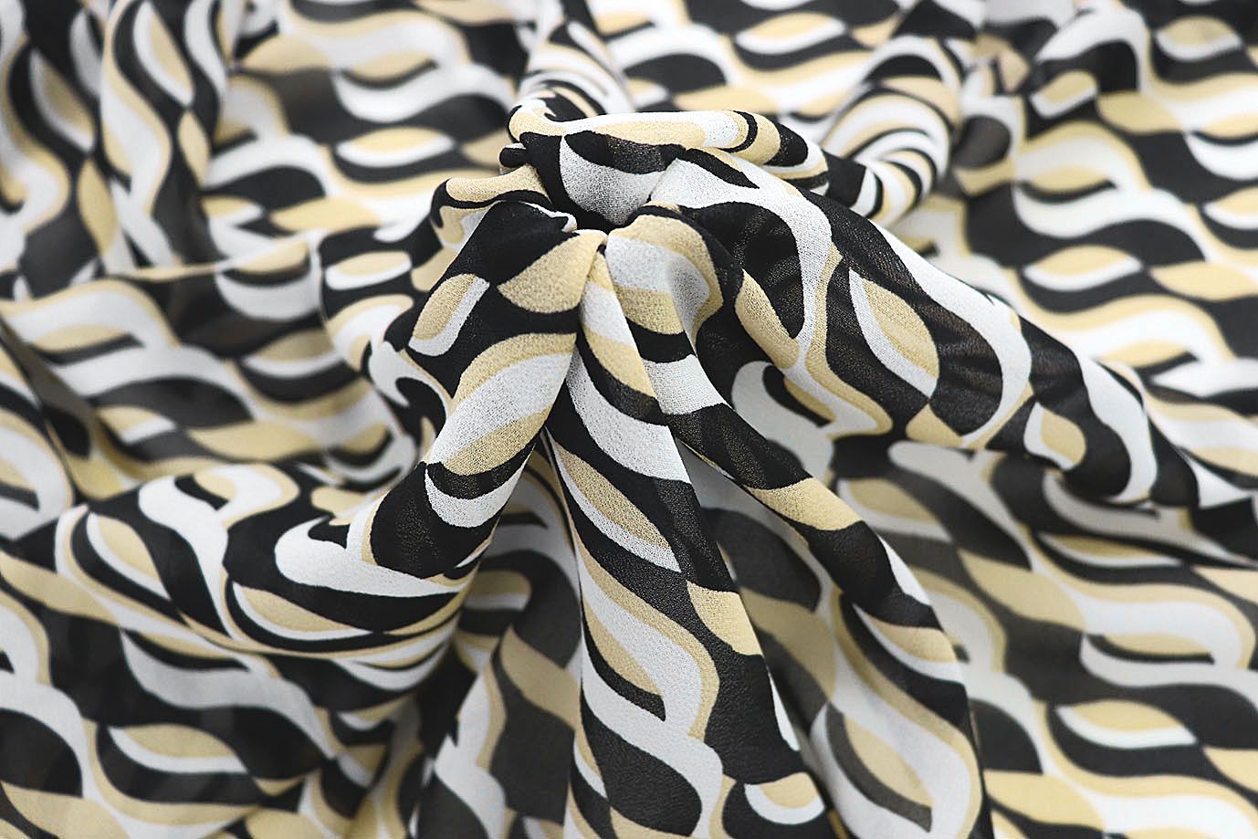 Шифон креп принт/желто-бело-черный 3639-PY/D#1/C#1