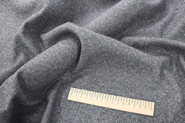 Пальтовый трикотаж "Елочка"/черный 3099/C#2