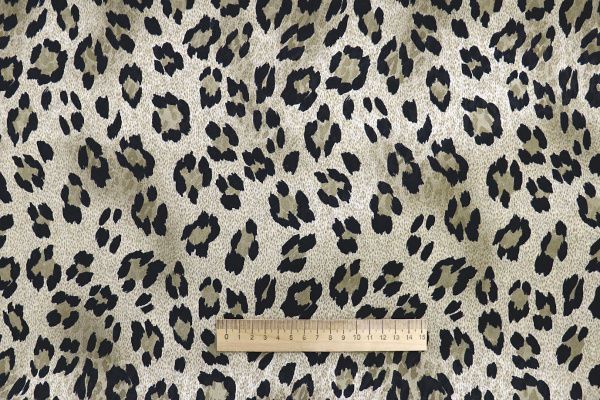 Сатин жаккард принт/леопард черно-серый 3850-PY/D#1/C#1