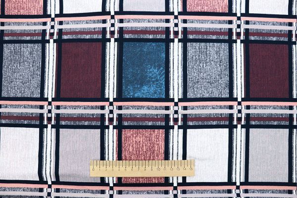 Трикотаж масло браш принт/клетка серо-розовая SSR-707A/D#11/C#1 (15881)