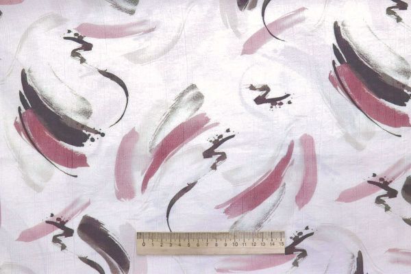 Вуаль "Медея" принт/мазки розово-черные на белом 12521/D#3/C#2