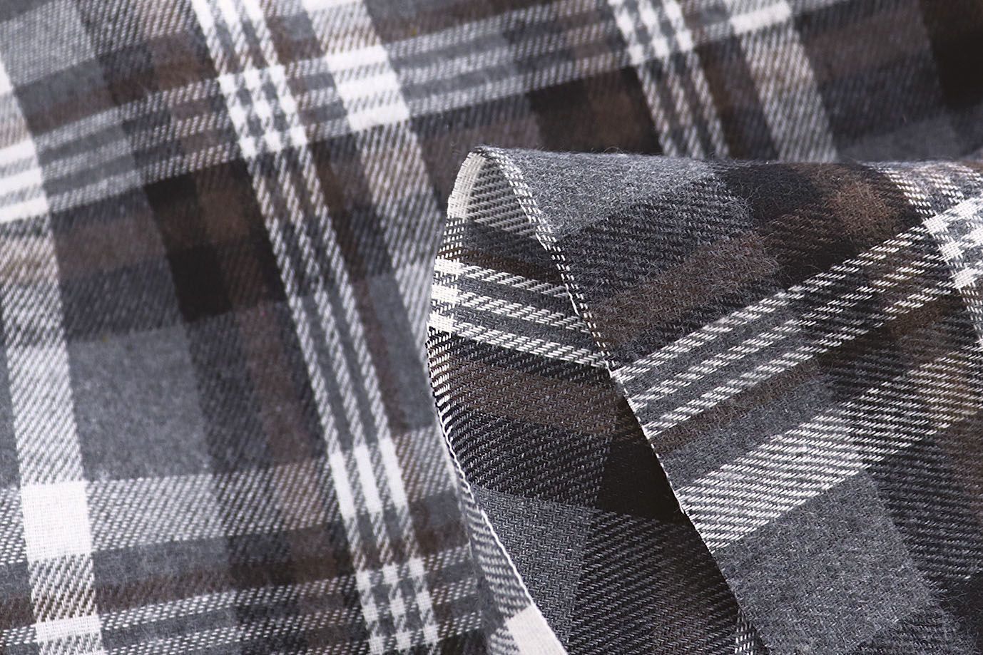 Рубашечная ткань принт/клетка коричневая на темно-сером 1418-PY/D#1/C#3