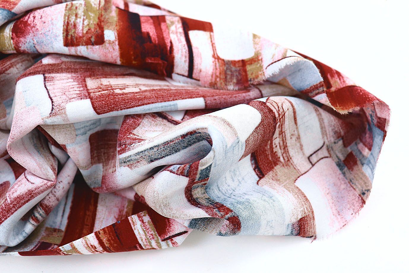 Штапель принт/бордово-бежевый 3660-PY/D#19/C#1