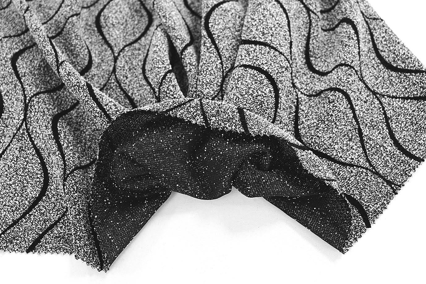 Трикотаж жаккард флок принт/черно-серый 3540-PY/D#2/C#1