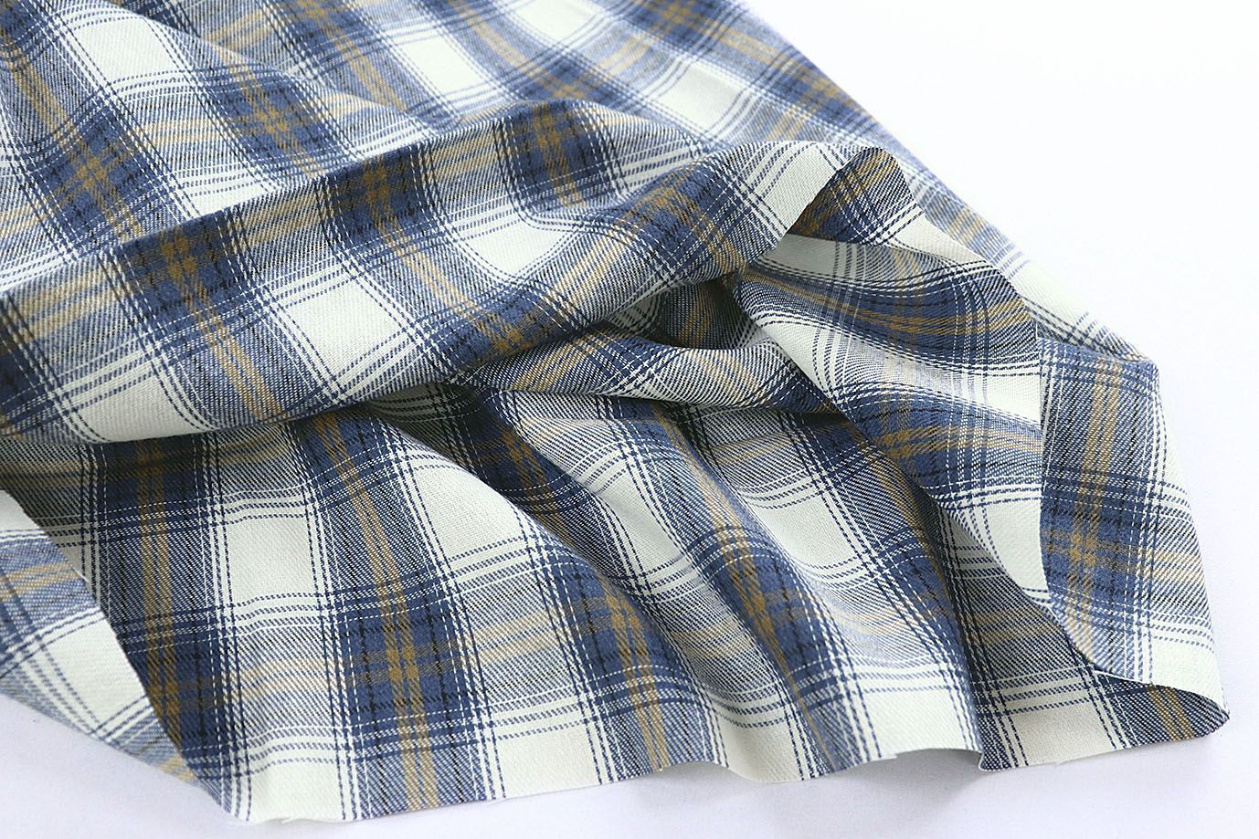 Рубашечная ткань принт/клетка сине-желтая на белом 1418-PY/D#3/C#1