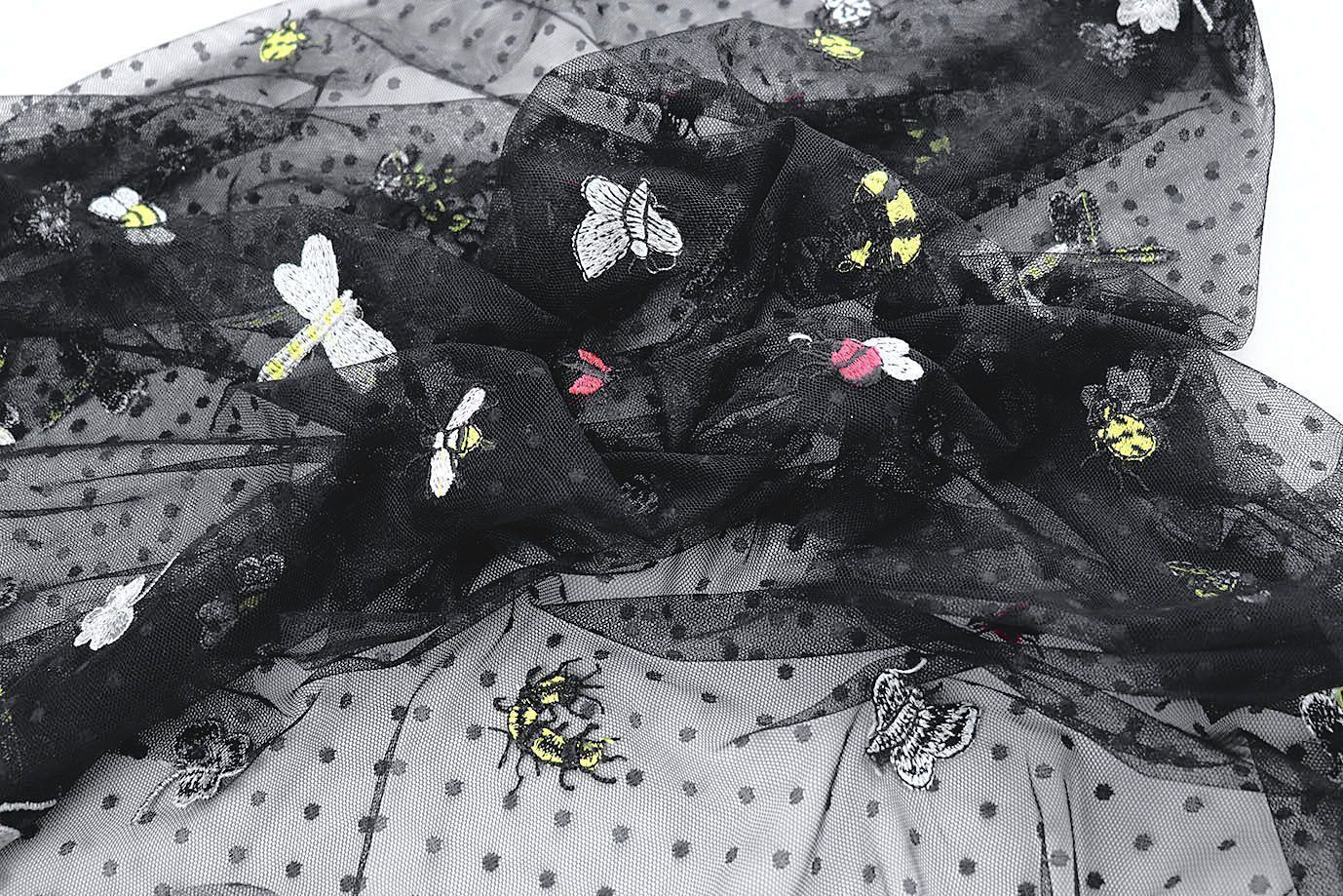 Сетка с вышивкой/черный 16450/D#1/C#1