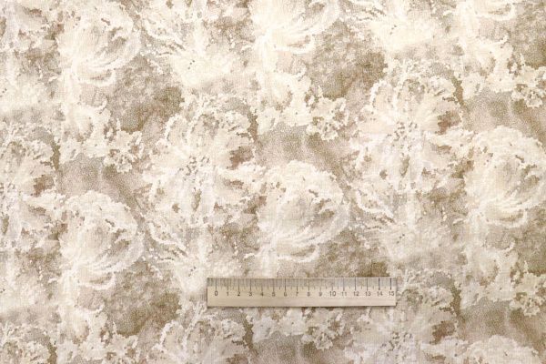 Лен "Медея" принт/цветы молочные на бежевом 4097-PY/D#10/C#2