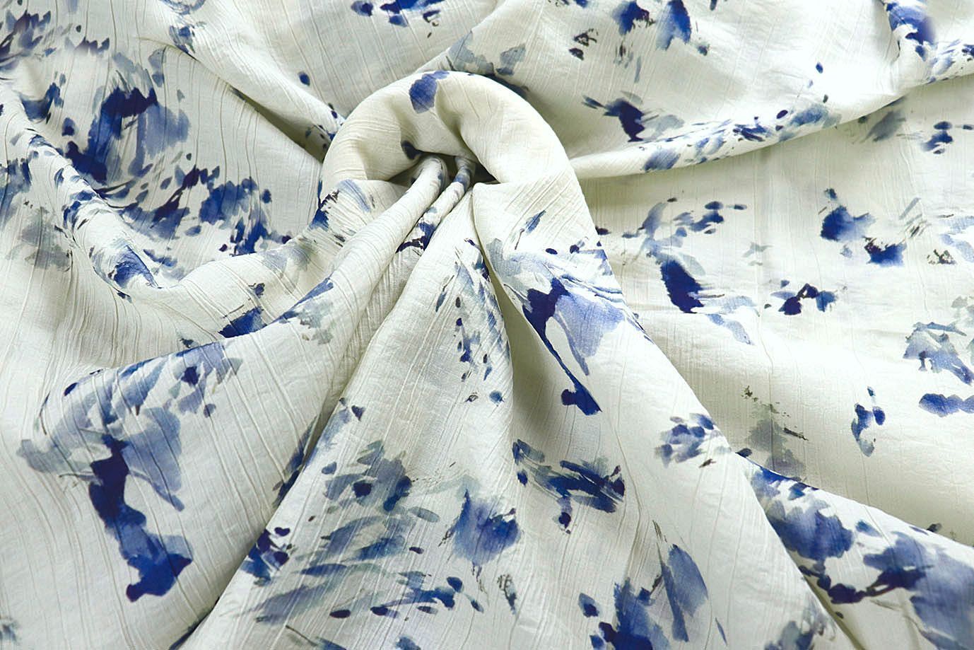 Лен "Медея" принт/синий на молочном 4098-PY/D#2/C#1