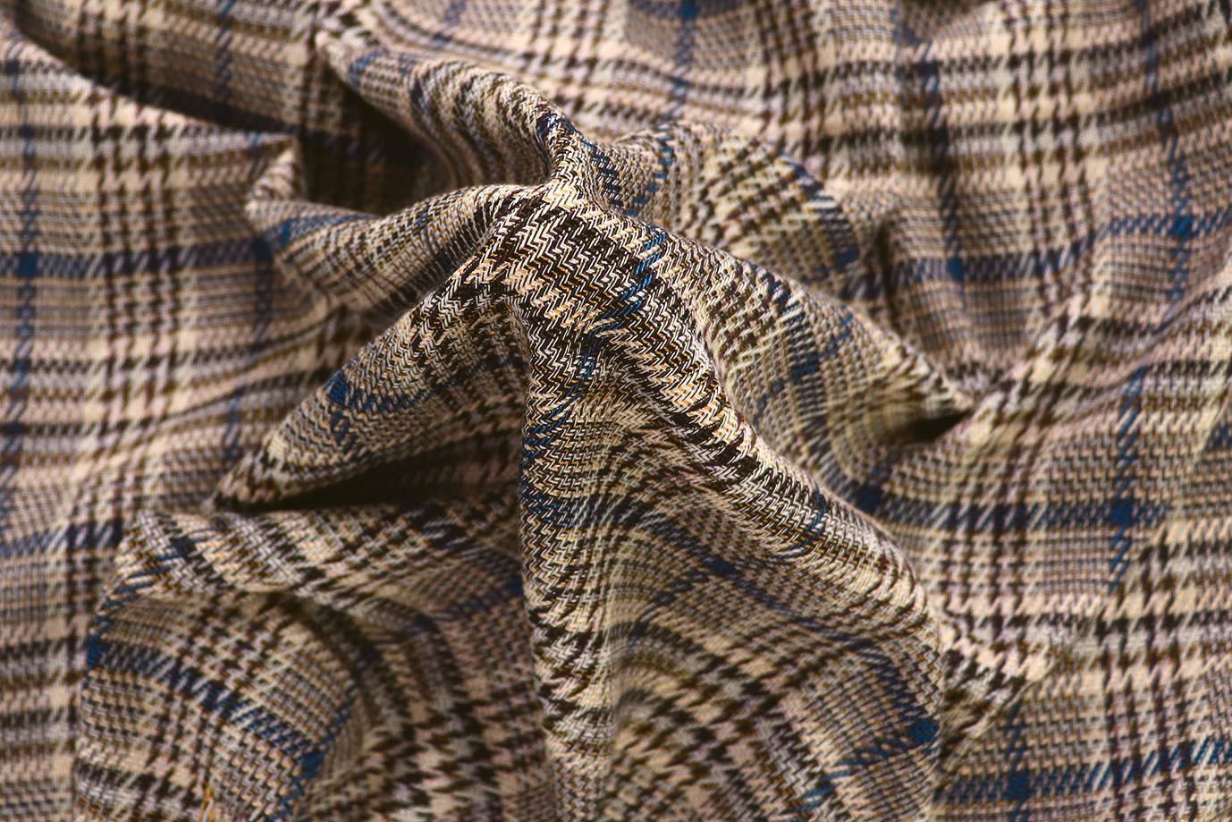 Костюмная ткань жаккард/синий на Коричневом 3321-22-PY/D#8/C#1