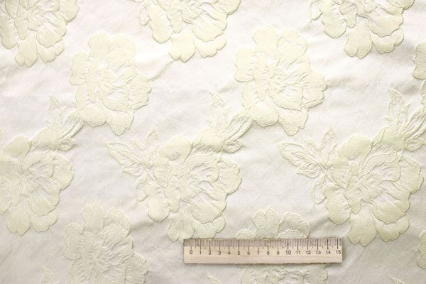 Костюмная ткань жаккард/цветы сливочные 4206-PY/D#XR0639/C#1