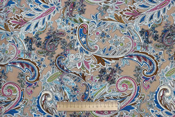 Штапель принт/узор на светло-коричневом 3861-PY/D#3/C#1