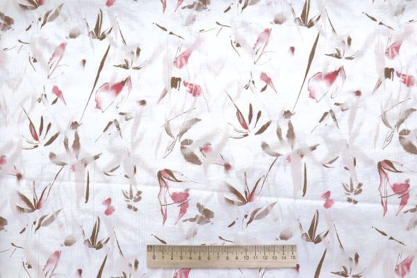 Вуаль "Медея" принт/цветы розово-коричневые на белом 12521/D#5/C#2