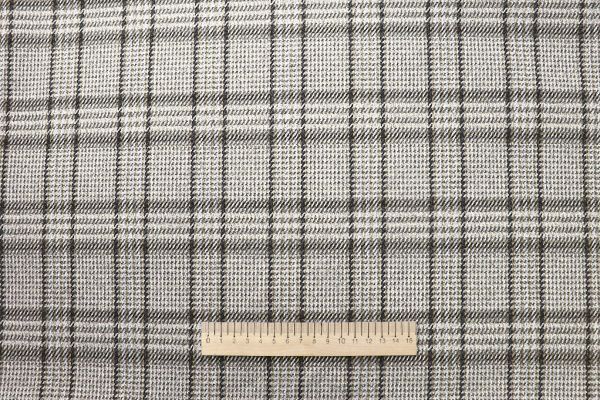 Трикотаж жаккард принт/клетка серо-бежевая 3098/D#2/C#1