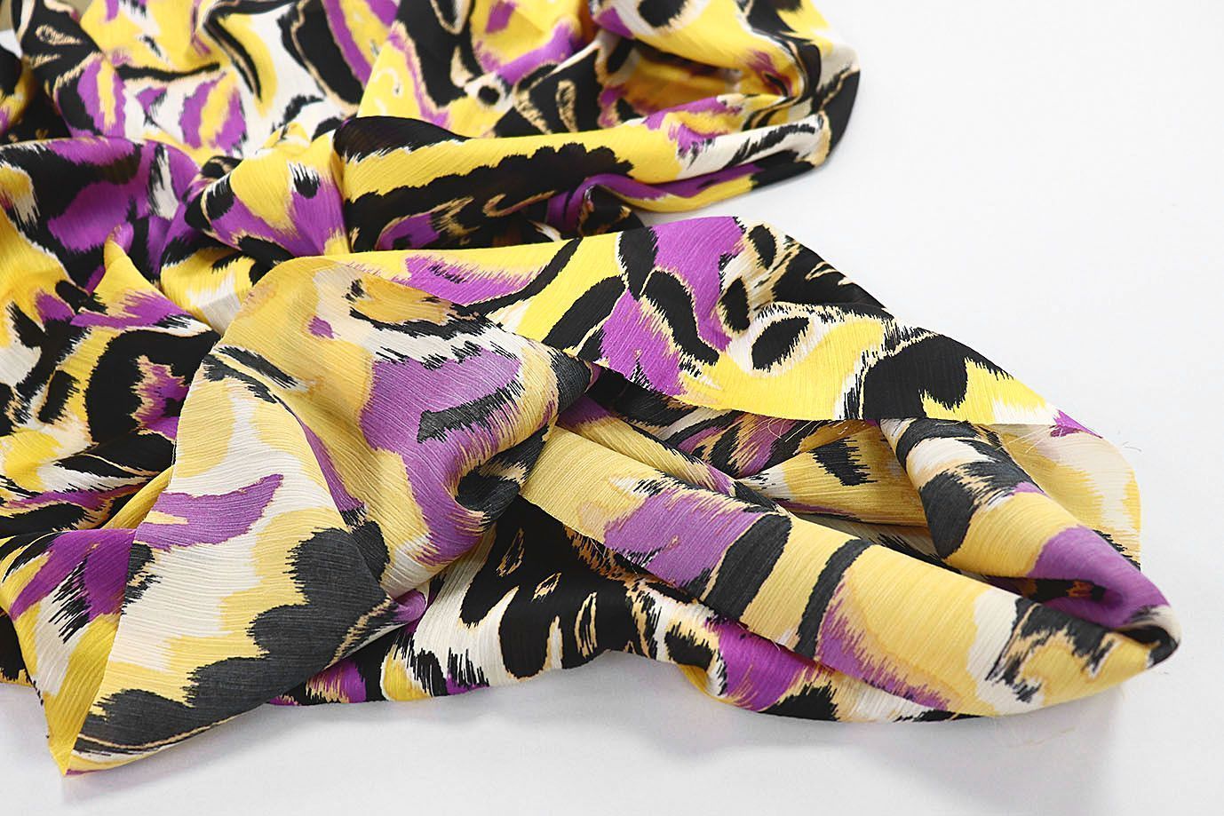 Сатин "София" креш принт/желто-фиолетовый 3608-PY/D#4/C#2