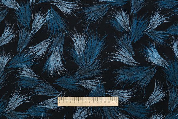 Трикотаж "Модал" принт/сине-голубой на черном 3599-PY/D#3/C#1