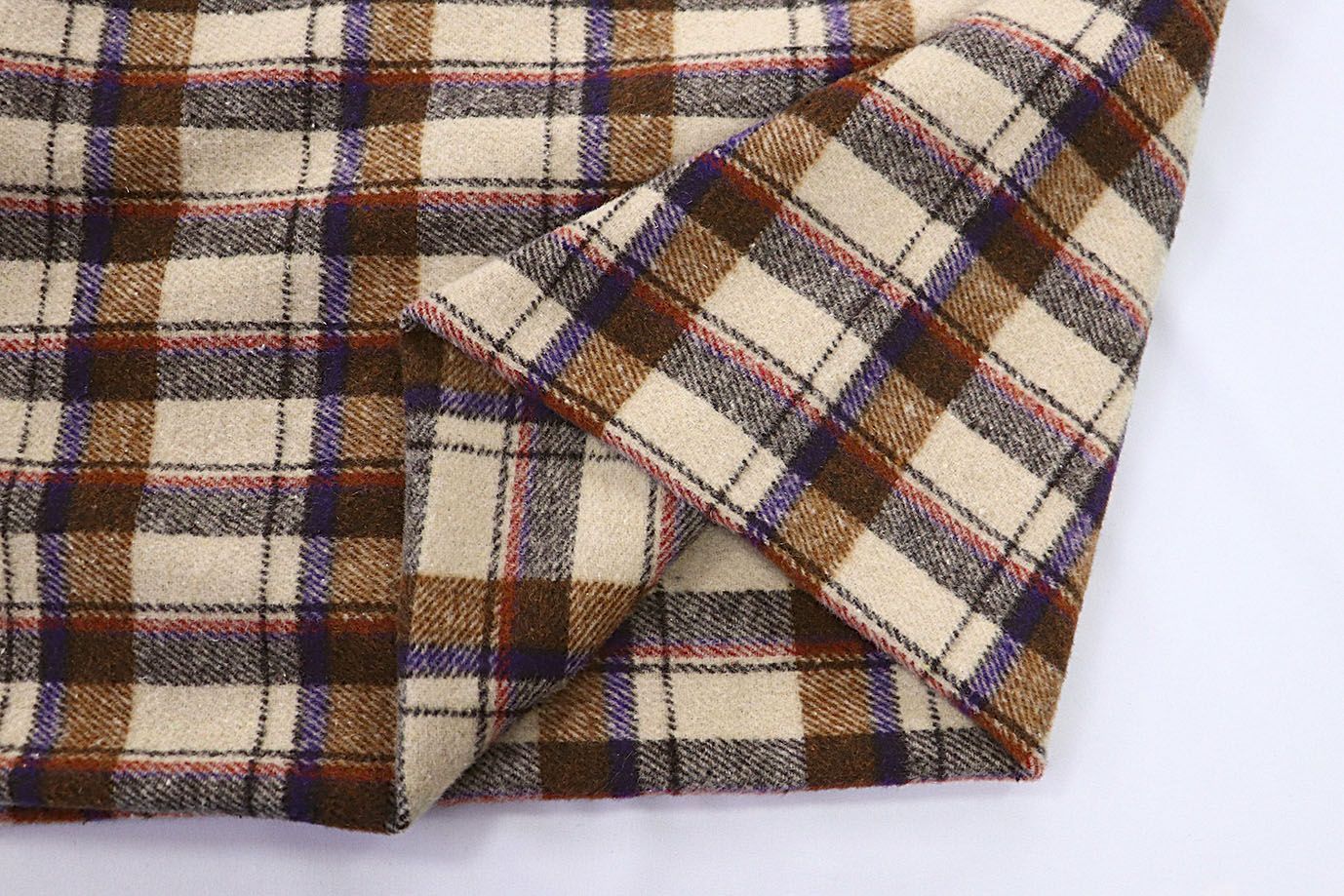 Пальтовая ткань принт/клетка молочно-коричневая AP210426031/D#908-5115/C#1