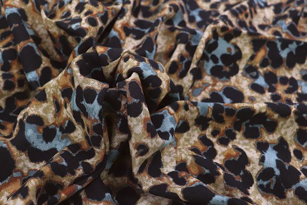 Лен TENCEL принт/черно-голубой на бежевом 3846-PY/D#6/C#2