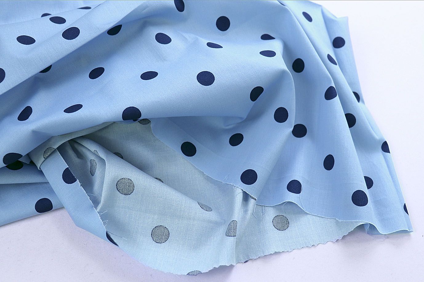 Хлопок "Поплин" стрейч принт/горох синий на голубом 4235-PY/D#1/C#4